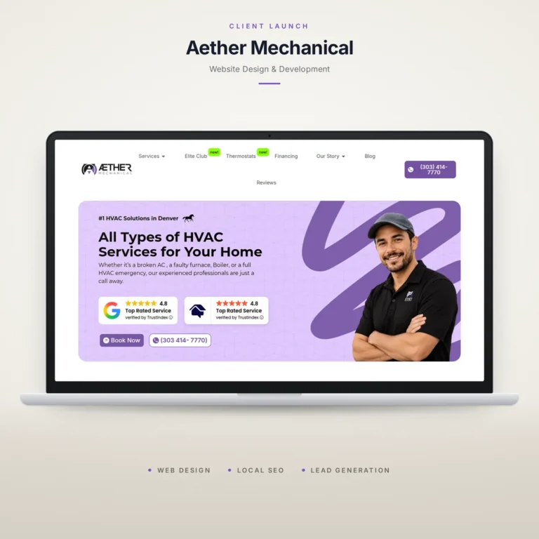 Aether Mechanical website design by SantaGraphics